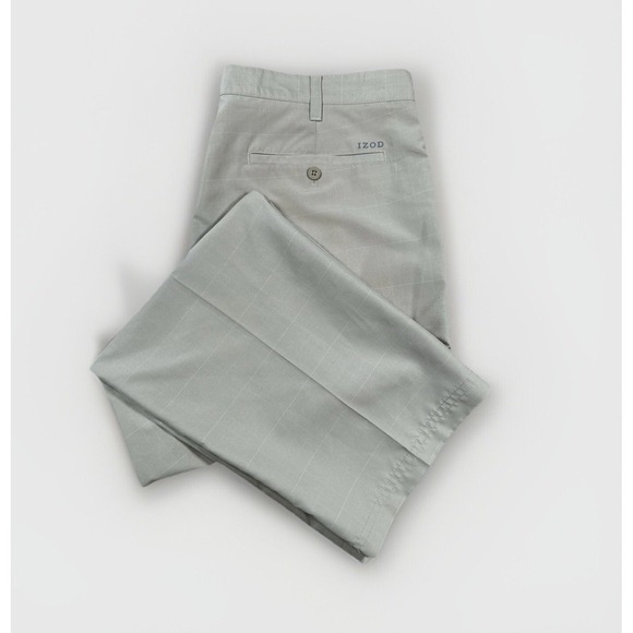 Izod Golf‎ Mens Golf Pants Tag Size 40x30 Measures 41x28 Checkered Beige Poly - Picture 1 of 12